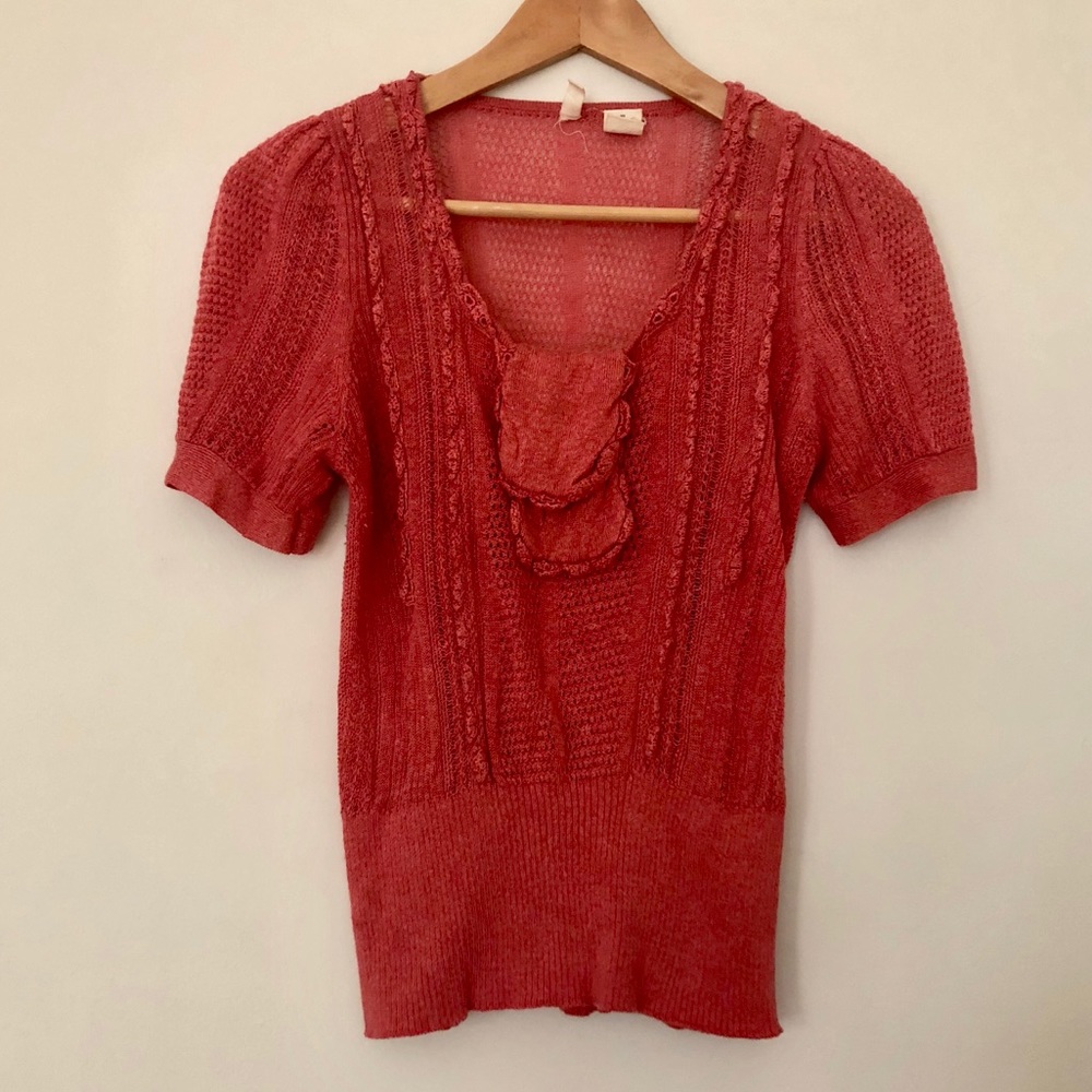 Anthropolgie Coral Knit Top